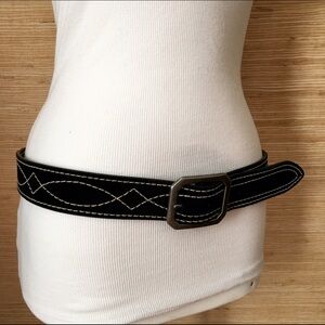 Lands' End Black Belt with White Stitching